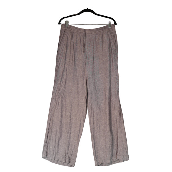 Old Navy Pants Womens L Gray Linen Blend Pull On Pockets Lightweight 31 x 25 - Picture 1 of 9